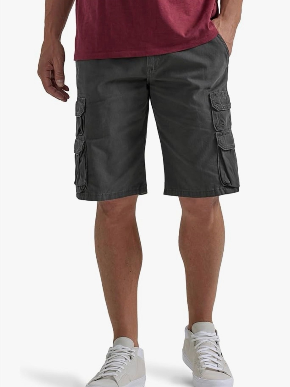 Wrangler Men's Dark Gray Cargo Shorts - Utility Pockets